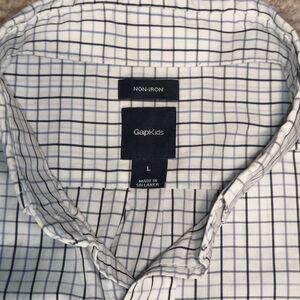 GAP Kids White and Black Plaid Button Down Shirt